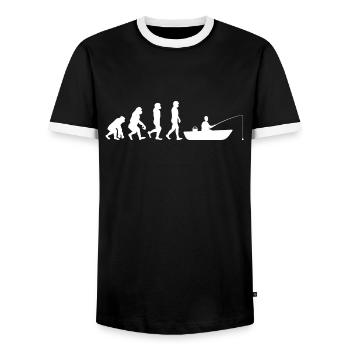 Evolution Bateau pêche - T-shirt contrasté Homme - noir/blanc - Devant - AI Model Female 172 light (172cm) & AI Model Male 178 light (178cm)