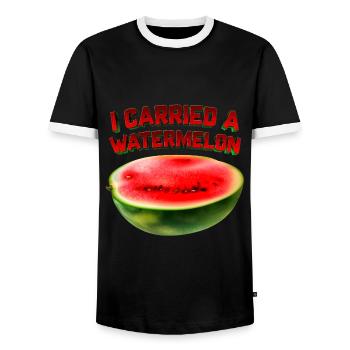 I Carried A Watermelon - Men's Ringer Shirt - black/white - Front - AI Model Female 172 light (172cm) & AI Model Male 178 light (178cm)
