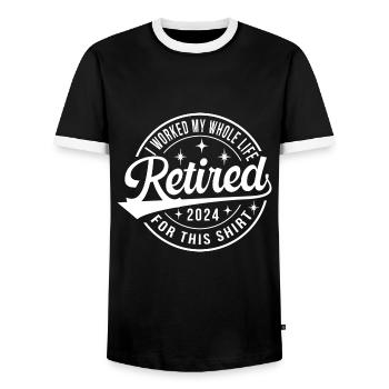 Retraité 2024 - T-shirt contrasté Homme - noir/blanc - Devant - AI Model Female 172 light (172cm) & AI Model Male 178 light (178cm)