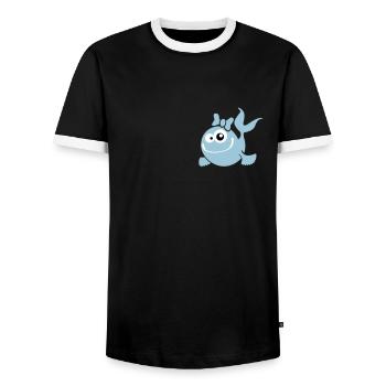 fish_girl - Men's Ringer Shirt - black/white - Front - AI Model Female 172 light (172cm) & AI Model Male 178 light (178cm)