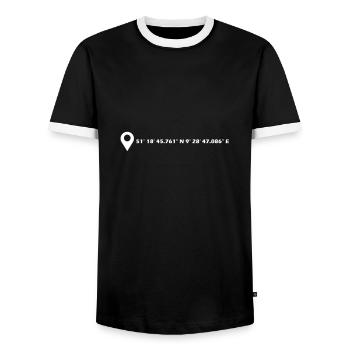 Coordonnées de Kassel - T-shirt contrasté Homme - noir/blanc - Devant - AI Model Female 172 light (172cm) & AI Model Male 178 light (178cm)