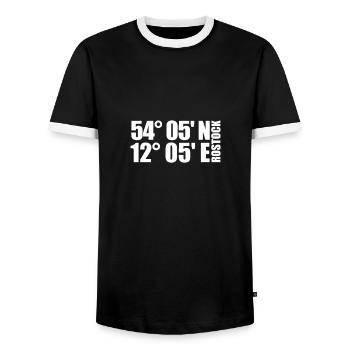 Rostock Coordinates - Men's Ringer Shirt - black/white - Front - AI Model Female 172 light (172cm) & AI Model Male 178 light (178cm)