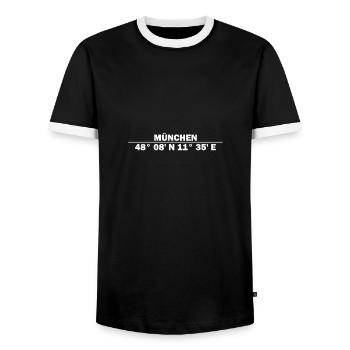 Munich Coordinates - Men's Ringer Shirt - black/white - Front - AI Model Female 172 light (172cm) & AI Model Male 178 light (178cm)