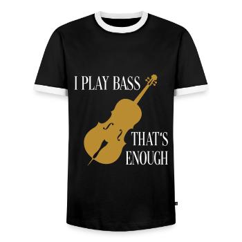 I play double bass double bass silhouette - Men's Ringer Shirt - black/white - Front - AI Model Female 172 light (172cm) & AI Model Male 178 light (178cm)