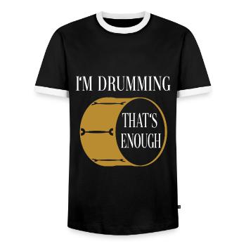 Ich spiele Schlagzeug - das ist genug - Männer Kontrast-T-Shirt - Schwarz/Weiß - Vorne - AI Model Female 172 light (172cm) & AI Model Male 178 light (178cm)