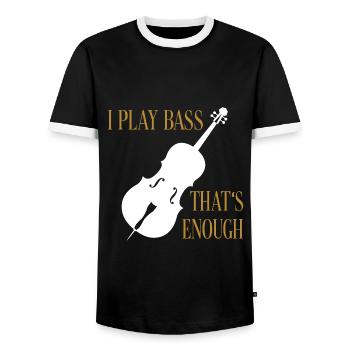 I play double bass - that's enough - Men's Ringer Shirt - black/white - Front - AI Model Female 172 light (172cm) & AI Model Male 178 light (178cm)