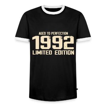 1992 Limited edition 1992 Birthday 1992 Retro - Men's Ringer Shirt - black/white - Front - AI Model Female 172 light (172cm) & AI Model Male 178 light (178cm)
