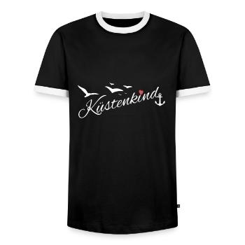 Küstenkind - Männer Kontrast-T-Shirt - Schwarz/Weiß - Vorne - AI Model Female 172 light (172cm) & AI Model Male 178 light (178cm)