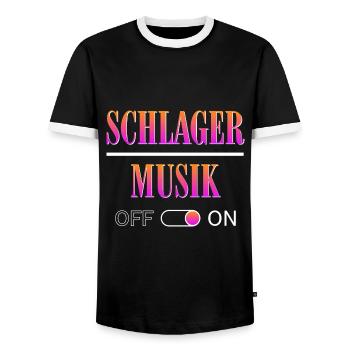 Schlagermusik On - Männer Kontrast-T-Shirt - Schwarz/Weiß - Vorne - AI Model Female 172 light (172cm) & AI Model Male 178 light (178cm)
