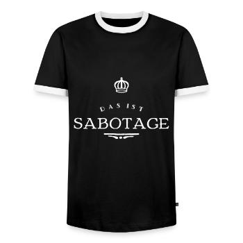 unter uns ist ein Saboteur - Männer Kontrast-T-Shirt - Schwarz/Weiß - Vorne - AI Model Female 172 light (172cm) & AI Model Male 178 light (178cm)