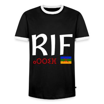 Rif Amazigh Maroc - T-shirt contrasté Homme - noir/blanc - Devant - AI Model Female 172 light (172cm) & AI Model Male 178 light (178cm)