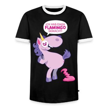 Einhorn Flamingo gemacht - Männer Kontrast-T-Shirt - Schwarz/Weiß - Vorne - AI Model Female 172 light (172cm) & AI Model Male 178 light (178cm)