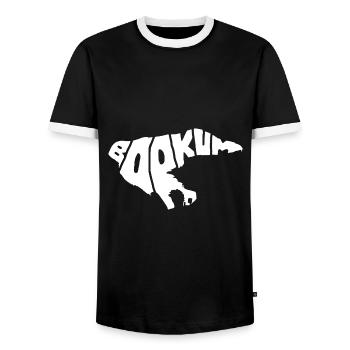 Borkum island silhouette contour vacances Mer du Nord - T-shirt contrasté Homme - noir/blanc - Devant - AI Model Female 172 light (172cm) & AI Model Male 178 light (178cm)