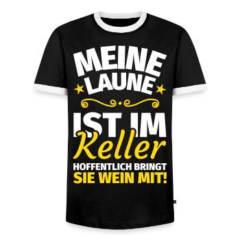 Meine Laune ist im Keller - Männer Kontrast-T-Shirt - Schwarz/Weiß - Vorne - AI Model Female 172 light (172cm) & AI Model Male 178 light (178cm)