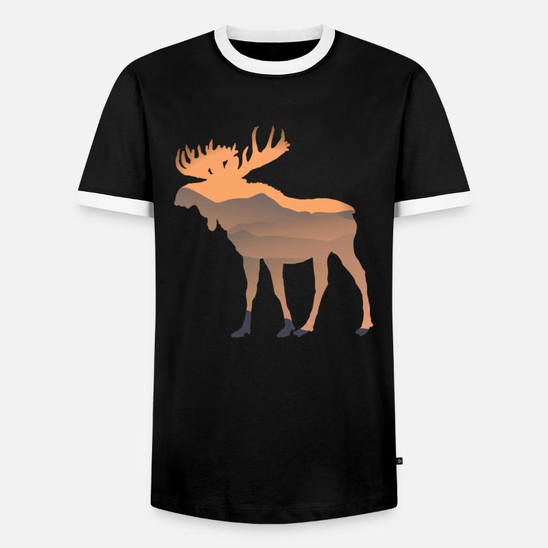 Elch - Männer Kontrast-T-Shirt - Schwarz/Weiß