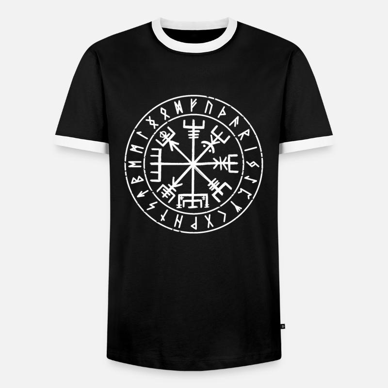 Vikings compass - Men's Ringer Shirt - black/white