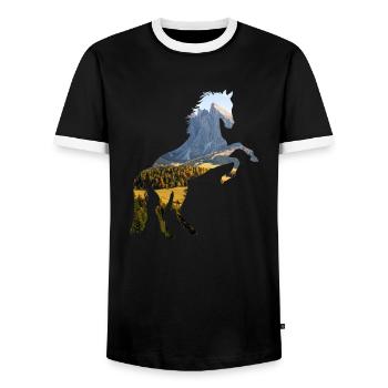 Pferd - Männer Kontrast-T-Shirt - Schwarz/Weiß - Vorne - AI Model Female 172 light (172cm) & AI Model Male 178 light (178cm)