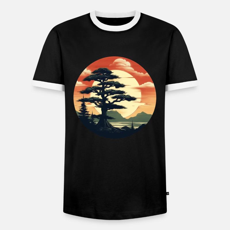 Pine tree - Men's Ringer Shirt - black/white