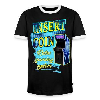 insérer une piece - T-shirt contrasté Homme - noir/blanc - Devant - AI Model Female 172 light (172cm) & AI Model Male 178 light (178cm)
