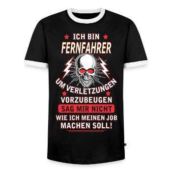FERNFAHRER - Männer Kontrast-T-Shirt - Schwarz/Weiß - Vorne - AI Model Female 172 light (172cm) & AI Model Male 178 light (178cm)