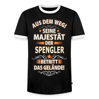 SPENGLER - Männer Kontrast-T-Shirt - Schwarz/Weiß - Vorne - AI Model Female 172 light (172cm) & AI Model Male 178 light (178cm)