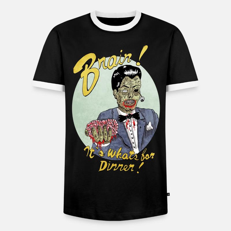 Brain for dinner - Männer Kontrast-T-Shirt - Schwarz/Weiß
