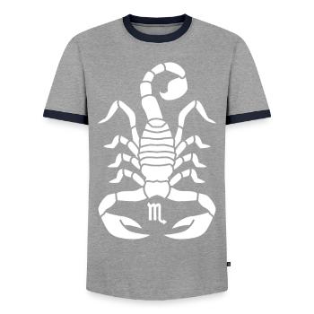 Skorpion Sternzeichen - Männer Kontrast-T-Shirt - Grau/Navy  - Vorne - AI Model Female 172 light (172cm) & AI Model Male 178 light (178cm)