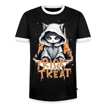 Trick or Treat - Süßes oder Saures - Halloween - Männer Kontrast-T-Shirt - Schwarz/Weiß - Vorne - AI Model Female 172 light (172cm) & AI Model Male 178 light (178cm)