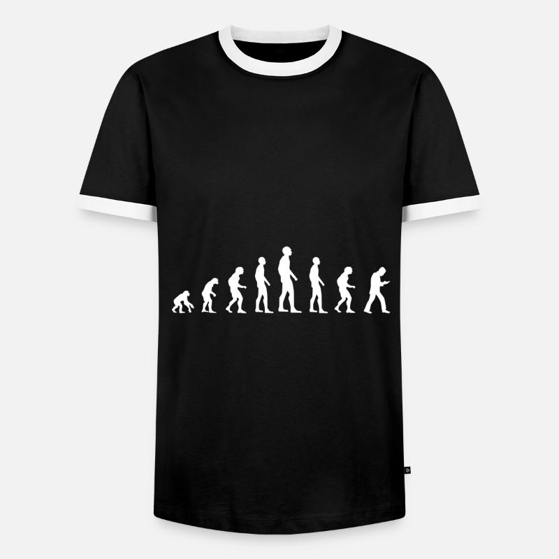 Human Evolution the Smartphone Generation - Männer Kontrast-T-Shirt - Schwarz/Weiß