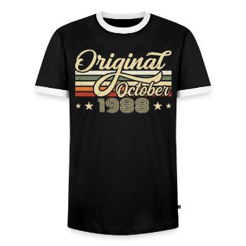 Octobre 1988 Anniversaire en Octobre - Octobre 1988 - T-shirt contrasté Homme - noir/blanc - Devant - AI Model Female 172 light (172cm) & AI Model Male 178 light (178cm)