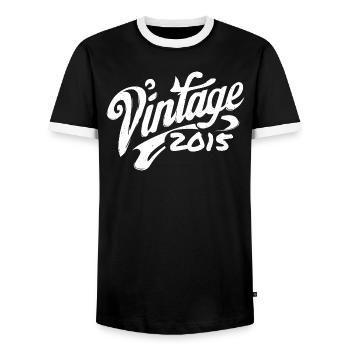 Vintage 2015 Vintage 2015 Birthday 2015 Retro - Men's Ringer Shirt - black/white - Front - AI Model Female 172 light (172cm) & AI Model Male 178 light (178cm)