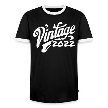 Millésime 2022 Millésime 2022 Anniversaire 2022 Rétro - T-shirt contrasté Homme - noir/blanc - Devant - AI Model Female 172 light (172cm) & AI Model Male 178 light (178cm)