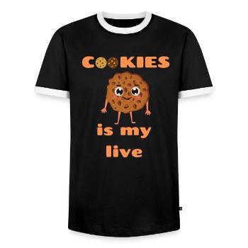 Cookies sind mein Leben - Männer Kontrast-T-Shirt - Schwarz/Weiß - Vorne - AI Model Female 172 light (172cm) & AI Model Male 178 light (178cm)