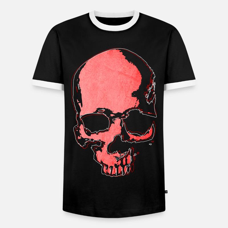 Roter Schädel - Männer Kontrast-T-Shirt - Schwarz/Weiß