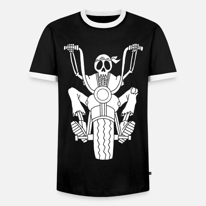 Skeleton white biker - Men's Ringer Shirt - black/white