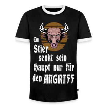 Ein Stier - Männer Kontrast-T-Shirt - Schwarz/Weiß - Vorne - AI Model Female 172 light (172cm) & AI Model Male 178 light (178cm)