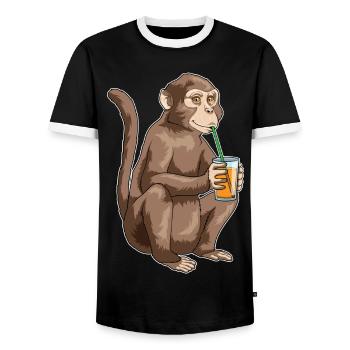 Affe Saft - Männer Kontrast-T-Shirt - Schwarz/Weiß - Vorne - AI Model Female 172 light (172cm) & AI Model Male 178 light (178cm)