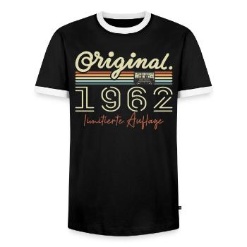 Original 1962 Vintage 1962 Geburtstag Retro 1962 - Männer Kontrast-T-Shirt - Schwarz/Weiß - Vorne - AI Model Female 172 light (172cm) & AI Model Male 178 light (178cm)
