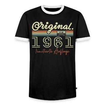 Original 1961 Vintage 1961 Geburtstag Retro 1961 - Männer Kontrast-T-Shirt - Schwarz/Weiß - Vorne - AI Model Female 172 light (172cm) & AI Model Male 178 light (178cm)