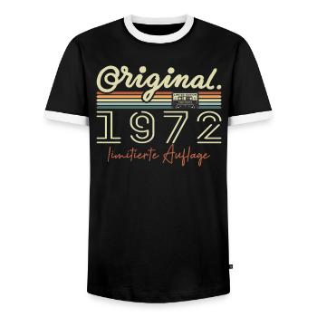 Original 1972 Millésime 1972 Anniversaire Rétro 1972 - T-shirt contrasté Homme - noir/blanc - Devant - AI Model Female 172 light (172cm) & AI Model Male 178 light (178cm)