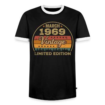 Vintage märz 1969 Geburtstag märz 1969 Retro 1969 - Männer Kontrast-T-Shirt - Schwarz/Weiß - Vorne - AI Model Female 172 light (172cm) & AI Model Male 178 light (178cm)