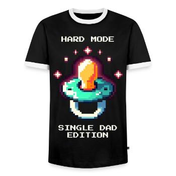 Hard Mode: Single Dad | Single parent - Men's Ringer Shirt - black/white - Front - AI Model Female 172 light (172cm) & AI Model Male 178 light (178cm)