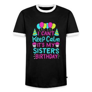 Je ne peux pas garder mon calme, c'est l'anniversaire de maman - T-shirt contrasté Homme - noir/blanc - Devant - AI Model Female 172 light (172cm) & AI Model Male 178 light (178cm)