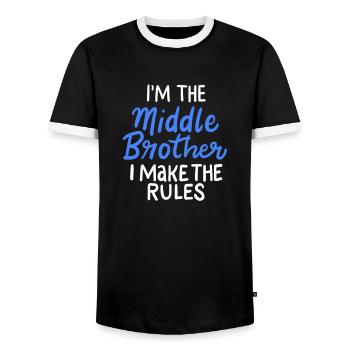 Middle Brother I Make The Rules Gift For Men - Men's Ringer Shirt - black/white - Front - AI Model Female 172 light (172cm) & AI Model Male 178 light (178cm)