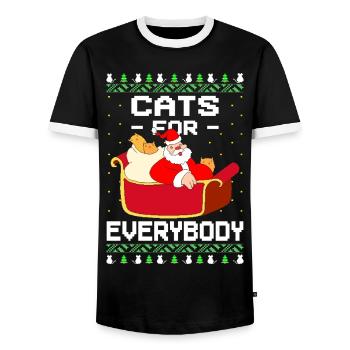 Cats for all Ugly Christmas - Men's Ringer Shirt - black/white - Front - AI Model Female 172 light (172cm) & AI Model Male 178 light (178cm)