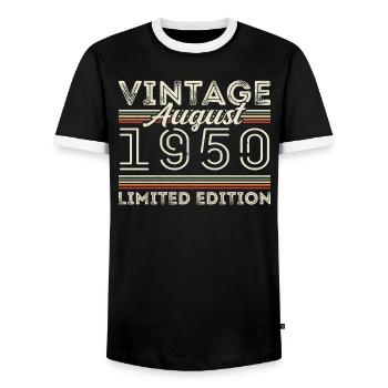 Août 1950 Légende depuis Août 1950 Millésime 1950 - T-shirt contrasté Homme - noir/blanc - Devant - AI Model Female 172 light (172cm) & AI Model Male 178 light (178cm)