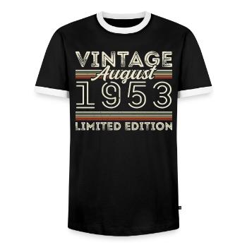 Août 1953 Légende depuis août 1953 Millésime 1953 - T-shirt contrasté Homme - noir/blanc - Devant - AI Model Female 172 light (172cm) & AI Model Male 178 light (178cm)