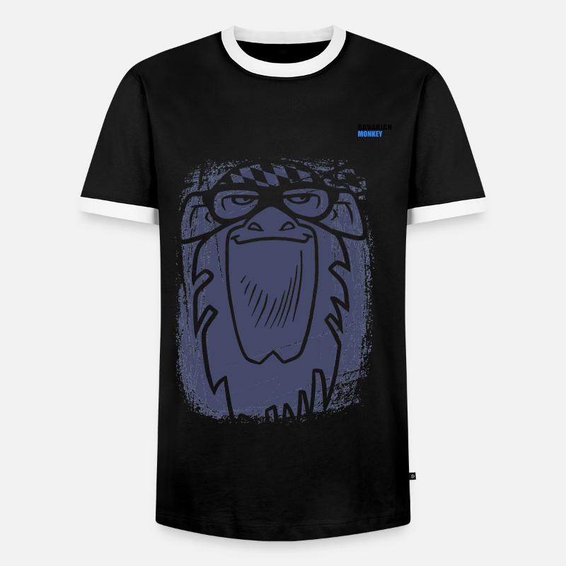 Bavarian Monkey Scratch - Männer Kontrast-T-Shirt - Schwarz/Weiß