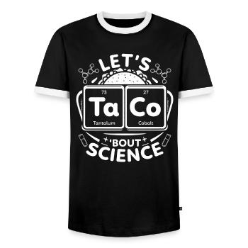 Let’s Taco Bout Science Chimie Humour Dire Drôle - T-shirt contrasté Homme - noir/blanc - Devant - AI Model Female 172 light (172cm) & AI Model Male 178 light (178cm)