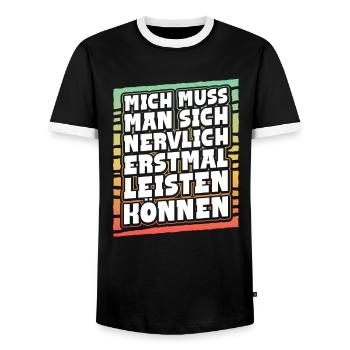 Mich Muss Man Sich Nervlich Erstmal Leisten Können - Männer Kontrast-T-Shirt - Schwarz/Weiß - Vorne - AI Model Female 172 light (172cm) & AI Model Male 178 light (178cm)